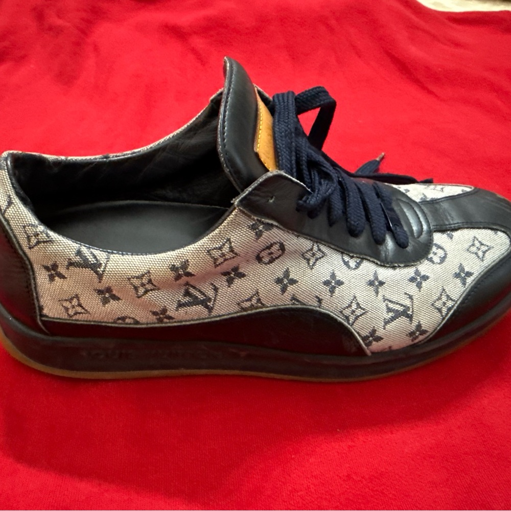 Louis Vuitton Blue Sneakers with Monogram Design